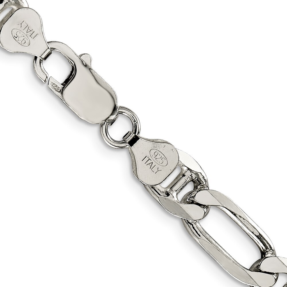 Kazi Luxury Sterling Silver 7.75mm Figaro Anchor Chain - Picture 3 of 4